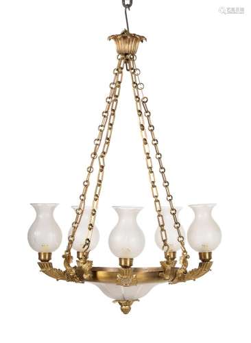 A gilt metal chandelier in Regency taste
