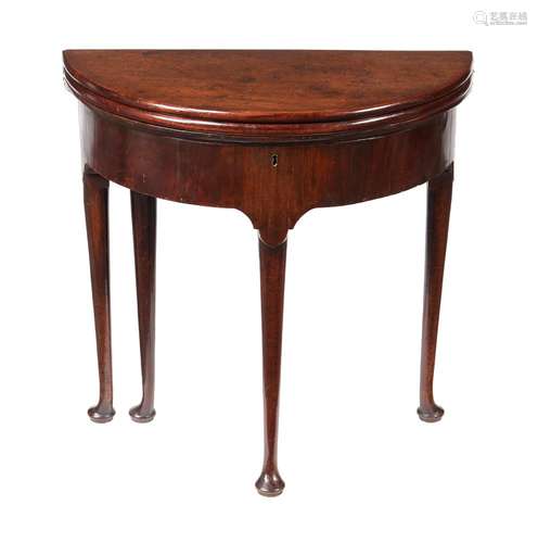 A George II triple folding combined tea and card table