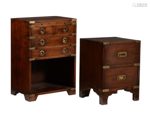 Y Two mahogany and brass bound bedside cabinets