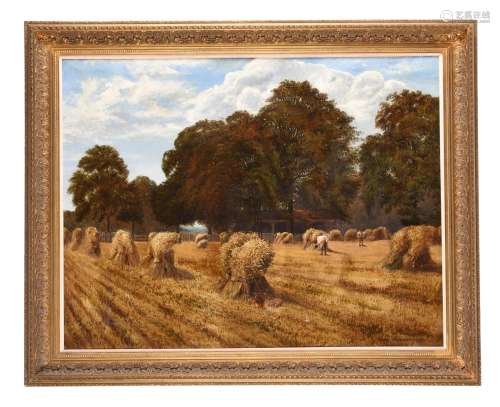 British School (19th century), Landscape with wheat sheaves