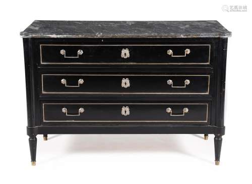An ebonised chest of drawers in Directoire style