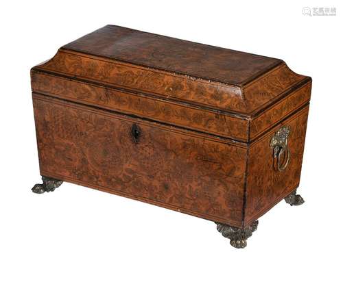 A Regency penwork tea caddy