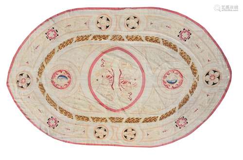 An oval Aubusson carpet