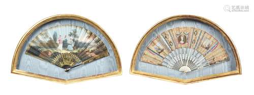 Y Two giltwood framed fans