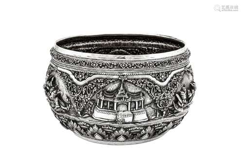 An early 20th century Burmese unmarked silver bowl, Rangoon ...