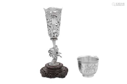 An early 20th century Chinese Export unmarked silver vase, C...