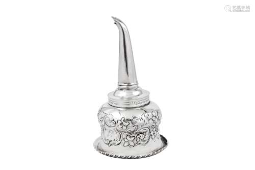 A William IV sterling silver wine funnel, London 1833 by mes...