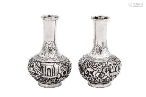 A pair of late 19th / early 20th century Chinese Export silv...