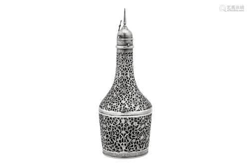 An early 20th century Iranian (Persian) silver cased bottle,...