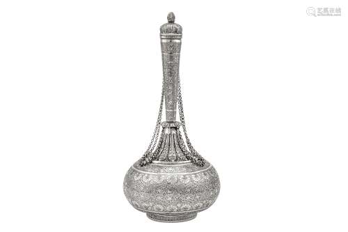 A mid-19th century Anglo – Indian silver water bottle (surah...