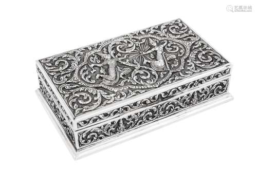 A mid-20th century Thai silver cigarette box, probably Bangk...