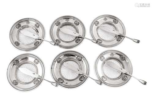 A set of six early 20th century French 950 standard silver b...