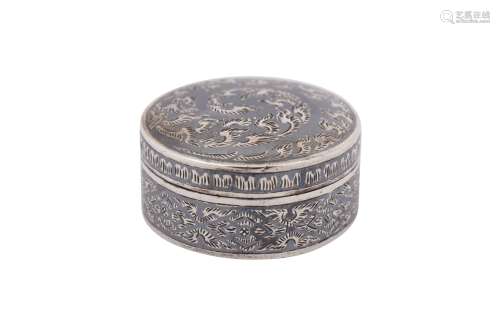 An early 20th century Siamese (Thai) silver and niello pill ...