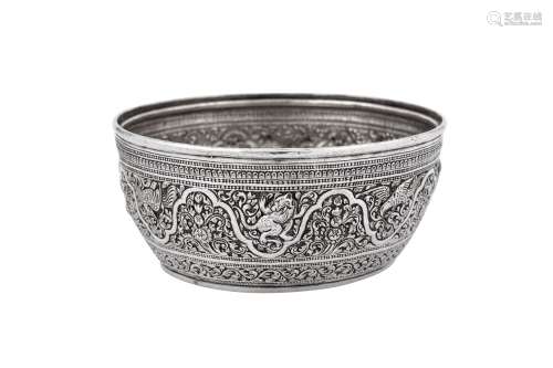 A late 19th century Siamese (Thai) unmarked silver bowl, Nor...