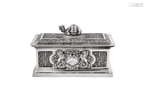 A Victorian sterling silver commemorative box, London 1897 b...