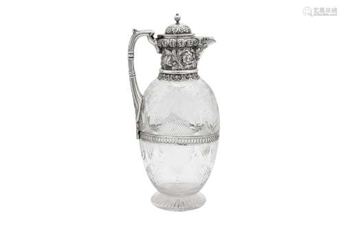 A Victorian sterling silver mounted claret jug, London 1899 ...