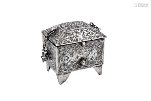 An early 20th century silver spice box, Iraqi or Persian cir...