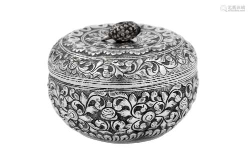 An early 20th century Cambodian unmarked silver covered bowl...
