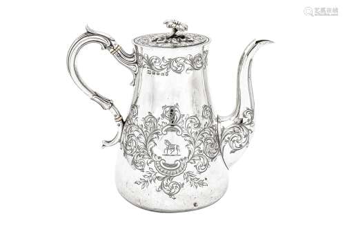 A Victorian sterling silver coffee pot, Sheffield 1855 by Ha...