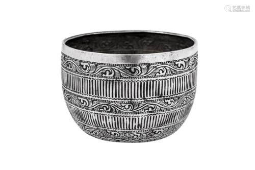 An early 20th century Burmese unmarked silver bowl, Shan Sta...