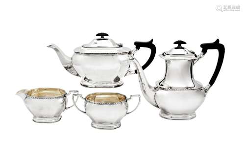 An Elizabeth II sterling silver four-piece tea and coffee se...