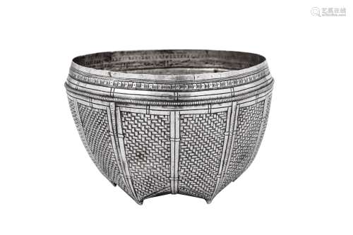 An early 20th century Burmese unmarked silver bowl or food m...