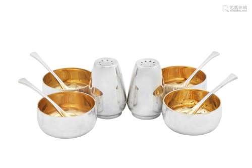 An Elizabeth II modernist sterling silver cruet set, London ...