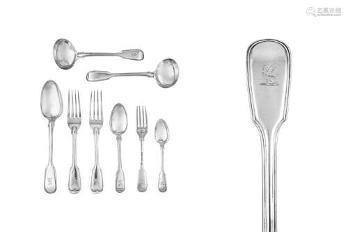 A Victorian sterling silver table service of flatware / cant...