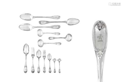 A Victorian sterling silver straight table service of flatwa...