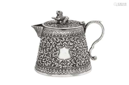 A late 19th century Anglo – Indian unmarked silver lidded mi...