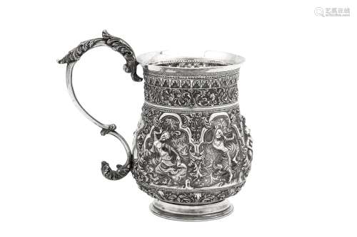 A late 19th century Burmese silver mug, Thayetmyo dated 1871