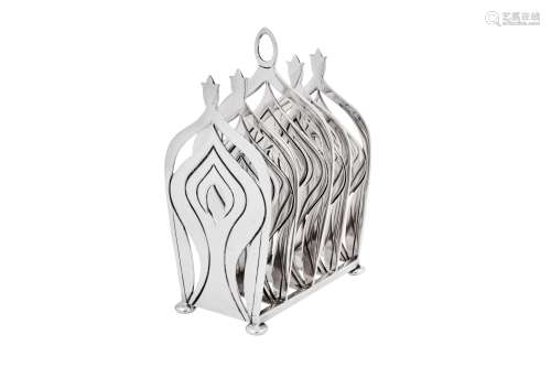An Elizabeth II contemporary sterling silver toast rack or l...