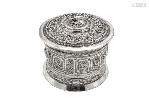 An early 20th century Burmese white metal betel box, Shan St...