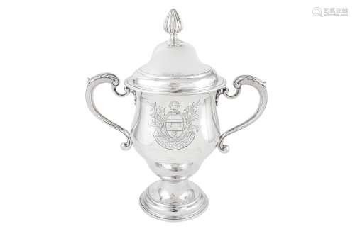 A George III sterling silver cup and cover, London 1767 by J...
