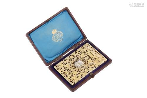 A cased early Victorian sterling silver gilt card case, Birm...