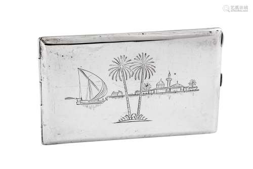A mid-20th century Iraqi silver cigarette case, dated 1947 s...