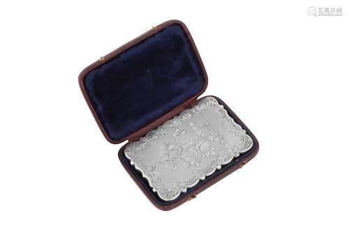 A cased Victorian sterling silver card case, Birmingham 1851...