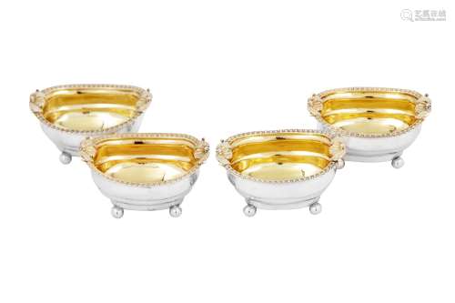 A set of four George III sterling silver salts, London 1810 ...