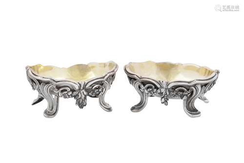 A pair of mid-18th century Italian silver salts, Turin circa...