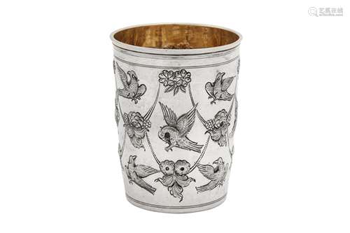 An Alexander I early 19th century Russian 84 zolotnik beaker...