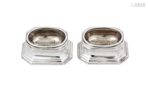 A pair Edward VIII Britannia standard silver trencher salts,...