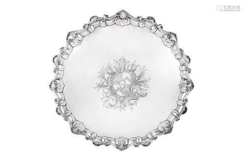 An extremely large George II sterling silver salver, London ...