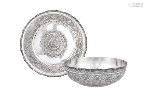 A very large mid-20th century Iranian (Persian) silver bowl ...