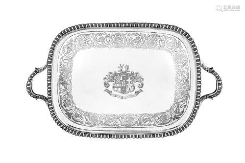 A fine George III sterling silver twin handled tray, London ...
