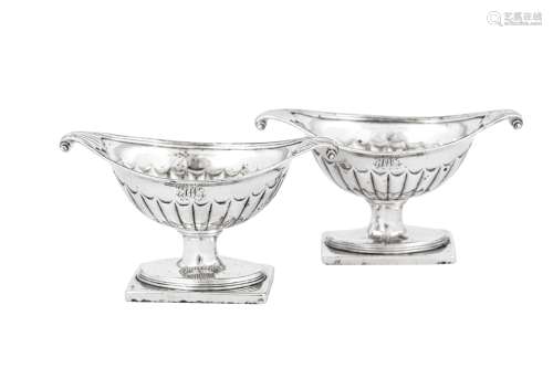 A pair of George III sterling silver salts, London 1791 by W...