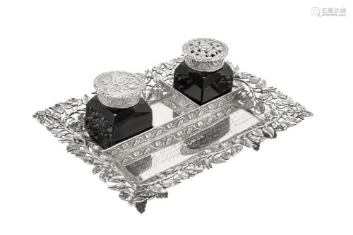 An early Victorian sterling silver small inkstand, Birmingha...