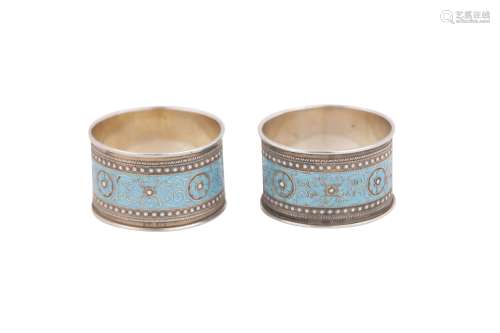 A pair of early 20th century Norwegian silver and cloisonné ...