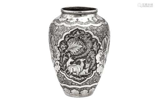 A mid-20th century Iranian (Persian) silver vase, Isfahan ci...