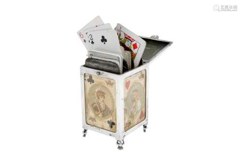 An Edwardian sterling silver playing card case, Birmingham 1...