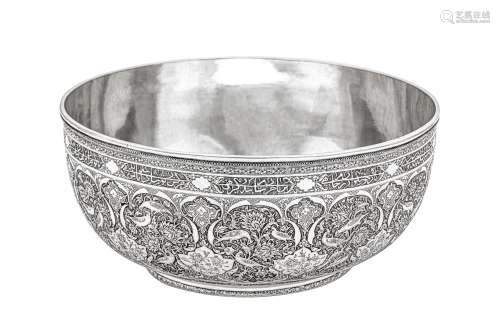 A mid-20th century Iranian (Persian) silver bowl, Isfahan ci...